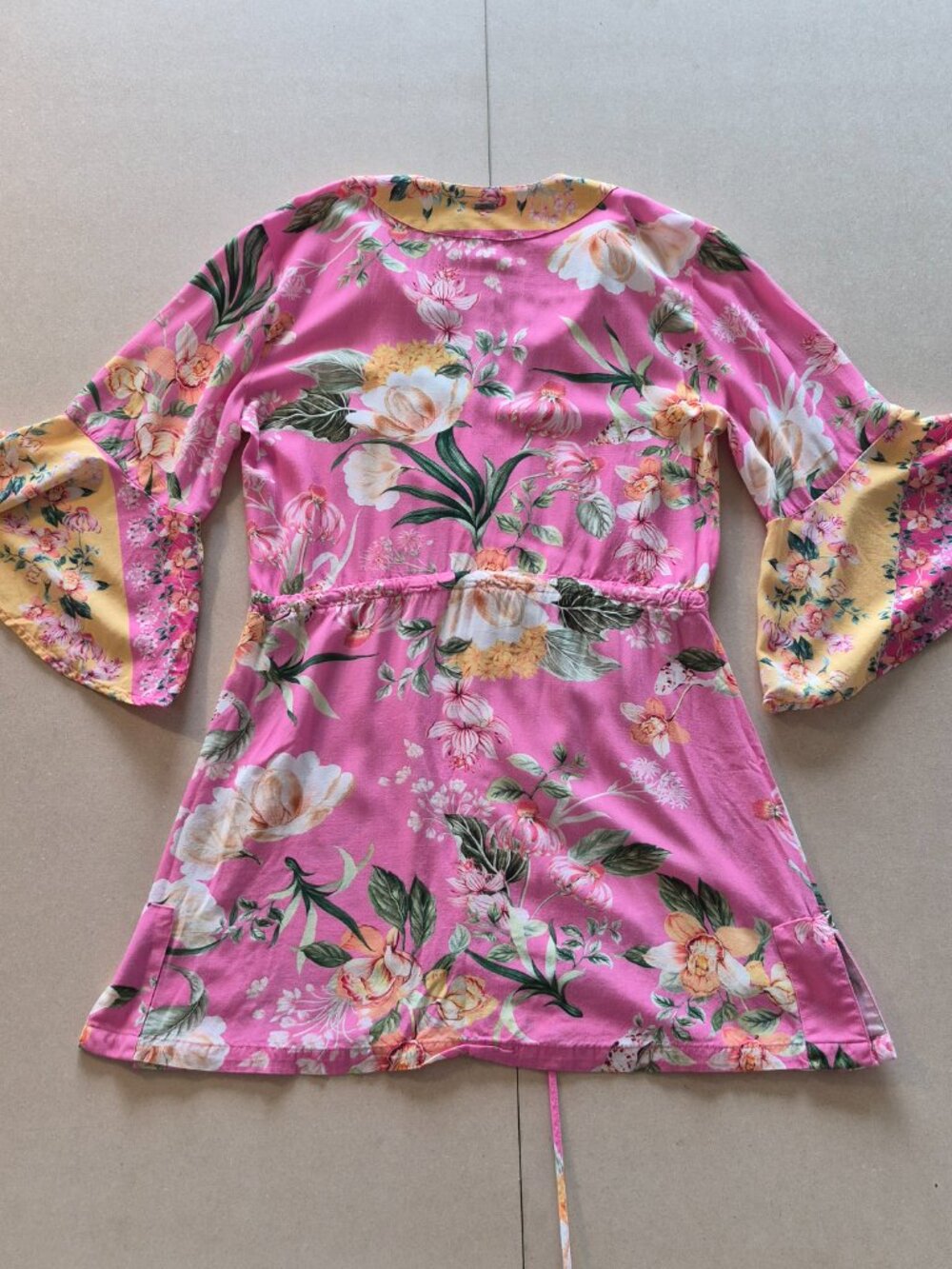 Maaji Pink Floral Kimono Mini Dress Cover Up Boho - Picture 11 of 15